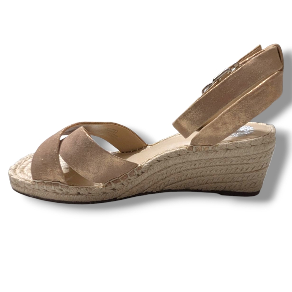 NEW VINCE CAMUTO Bendsen Wedge Sandal IN ROSE GOLD SZ 9.5 - Picture 7 of 14